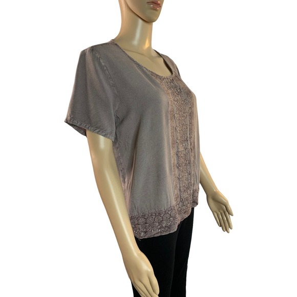 Solitaire Anthropologie Top Womens Sz Small 100% Rayon Lightweight Short Sleeves - Picture 10 of 12